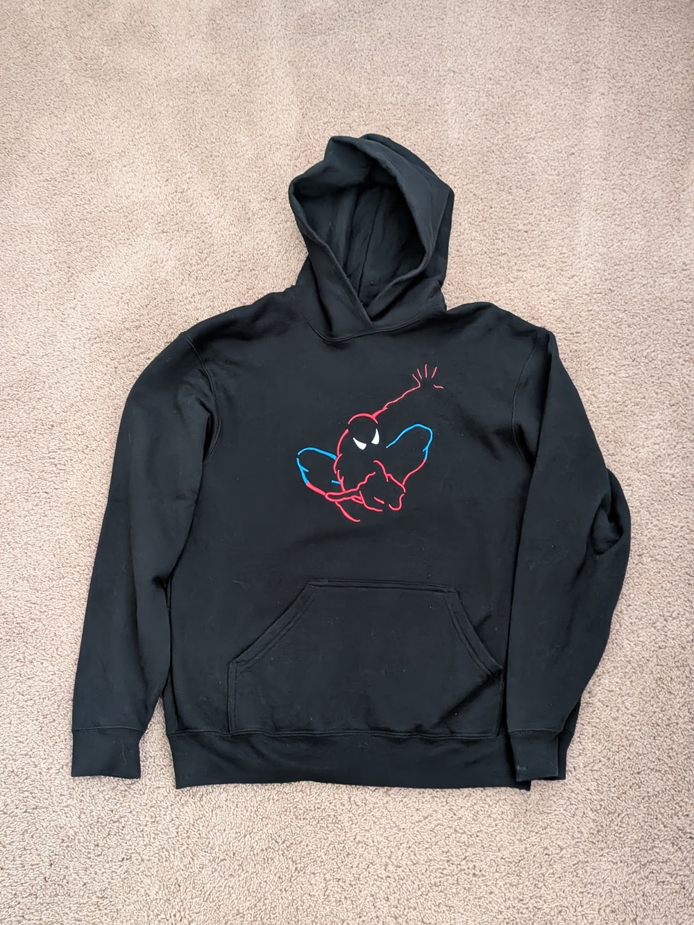 Marvel Black Hoodie with Red and Blue Spider Outline